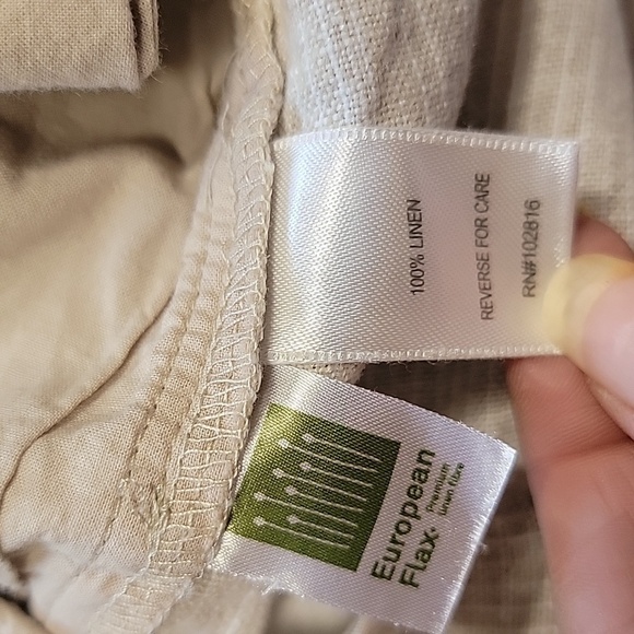 Garnet Hill Size 8 Oatmeal and Ivory Striped European Flax Linen Trousers - Picture 12 of 14